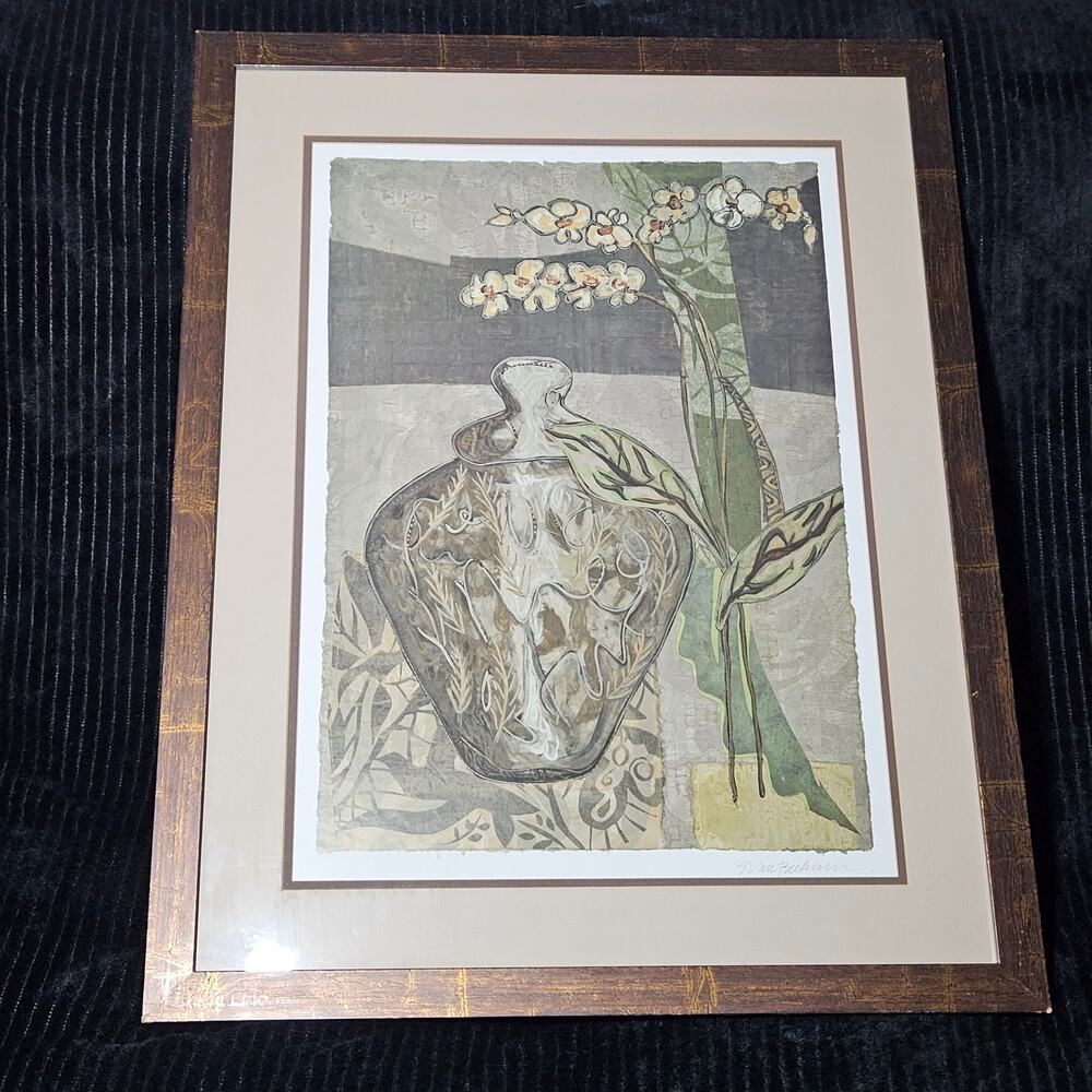 Sarah Van Beckum Collage of Orchids and Urn II Offset Lithograph